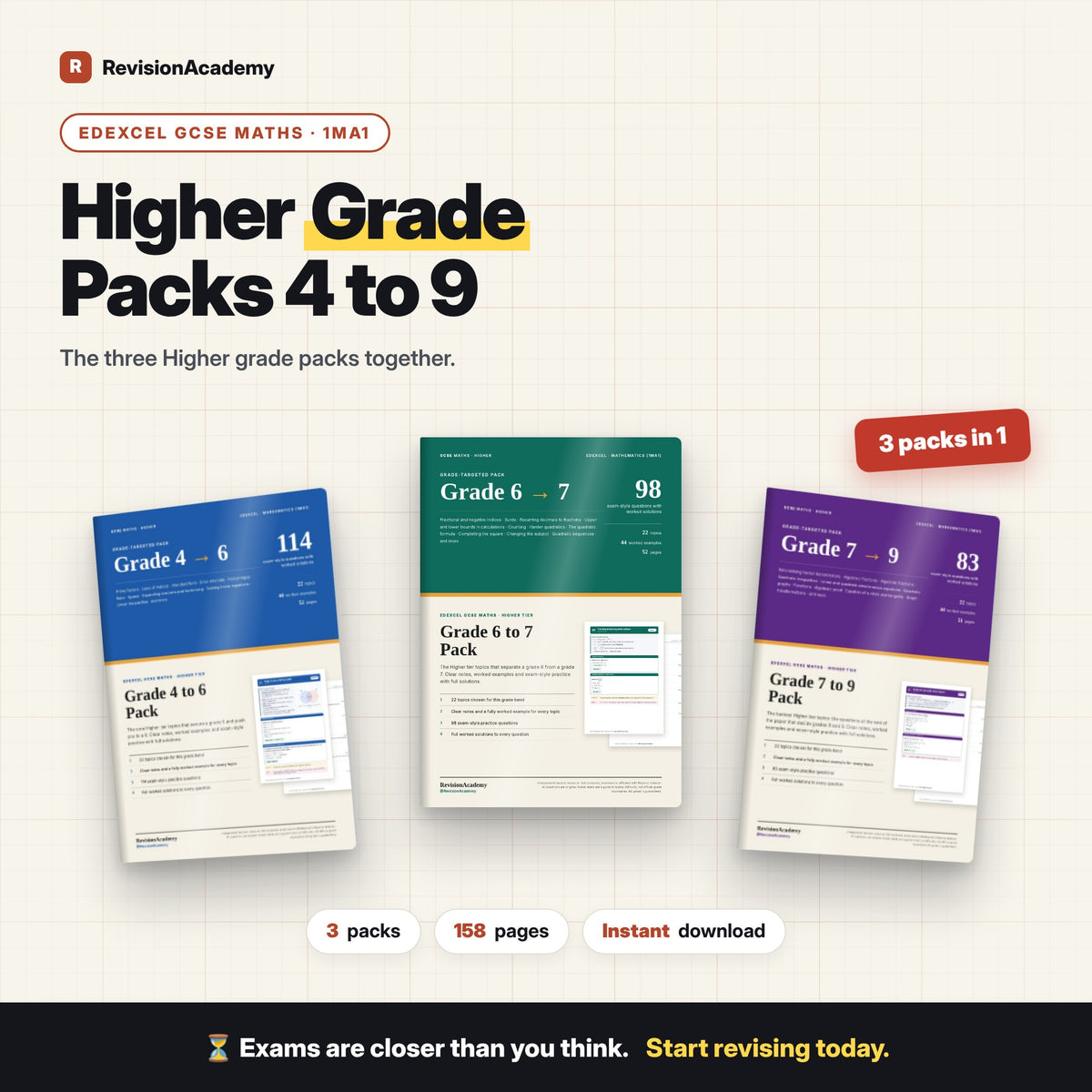 Higher Grade Packs 4-9 | Edexcel GCSE Maths
