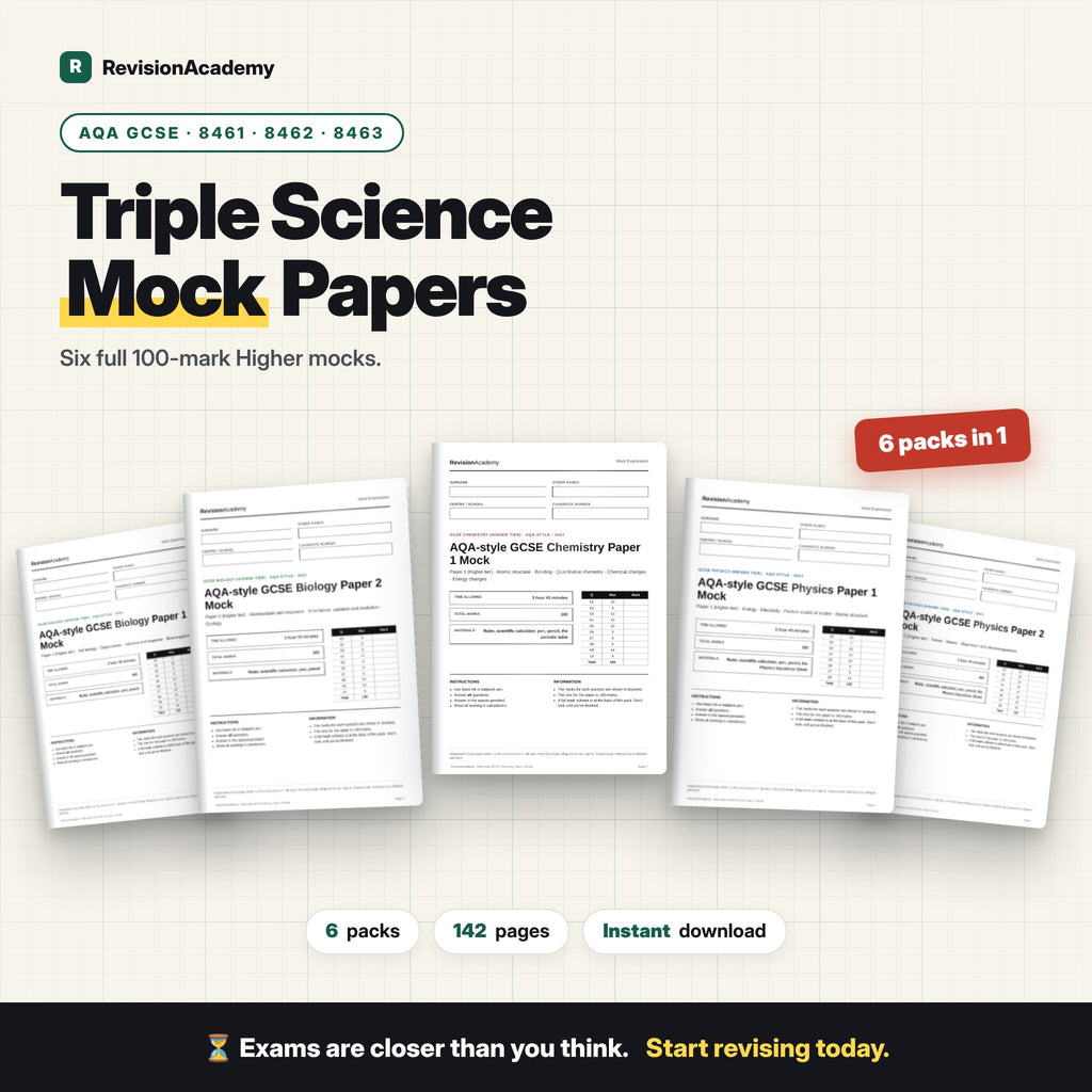 Triple Science Mock Papers + Mark Schemes | AQA GCSE