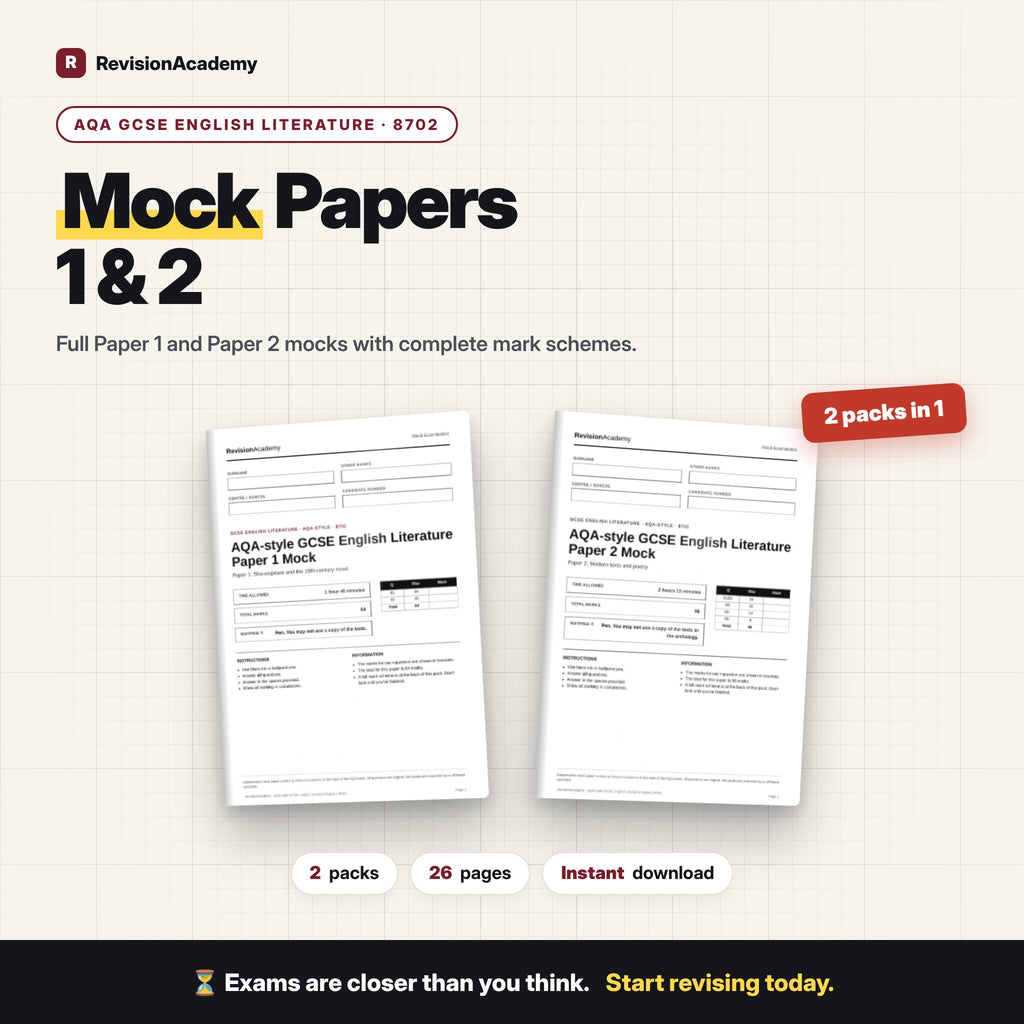Mock Papers 1 & 2 + Mark Schemes | AQA GCSE English Literature