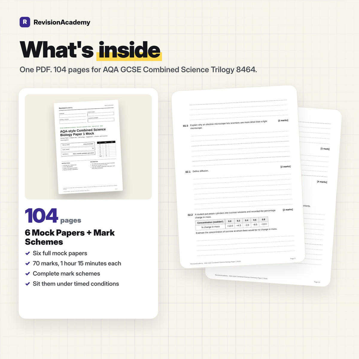 6 Mock Papers + Mark Schemes | AQA GCSE Combined Science Trilogy