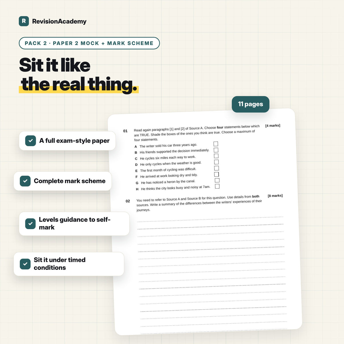 Mock Papers 1 & 2 + Mark Schemes | AQA GCSE English Language