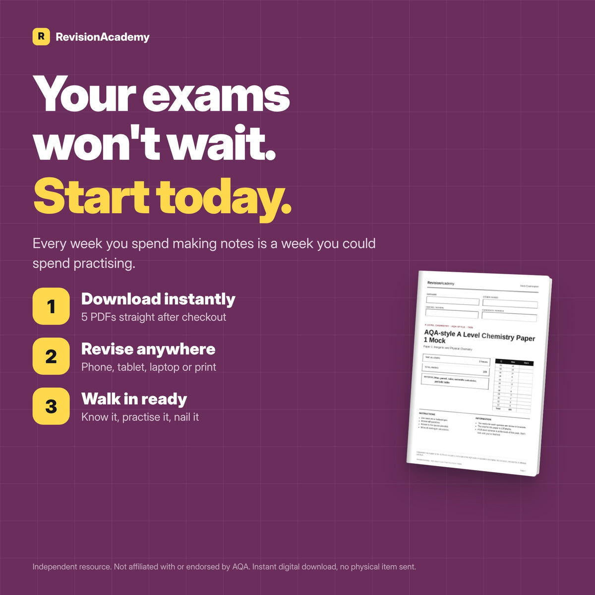 Exam Practice Pack | AQA A Level Chemistry